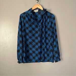 Vintage the blouse co by Charlotte Ford Blue and Black Checkered Blouse